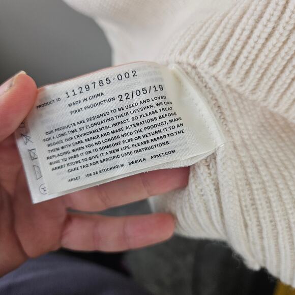 Arket Turtleneck Wool Sweater Black & Ivory Striped Long Sleeved Women’s Size XS - Picture 4 of 10